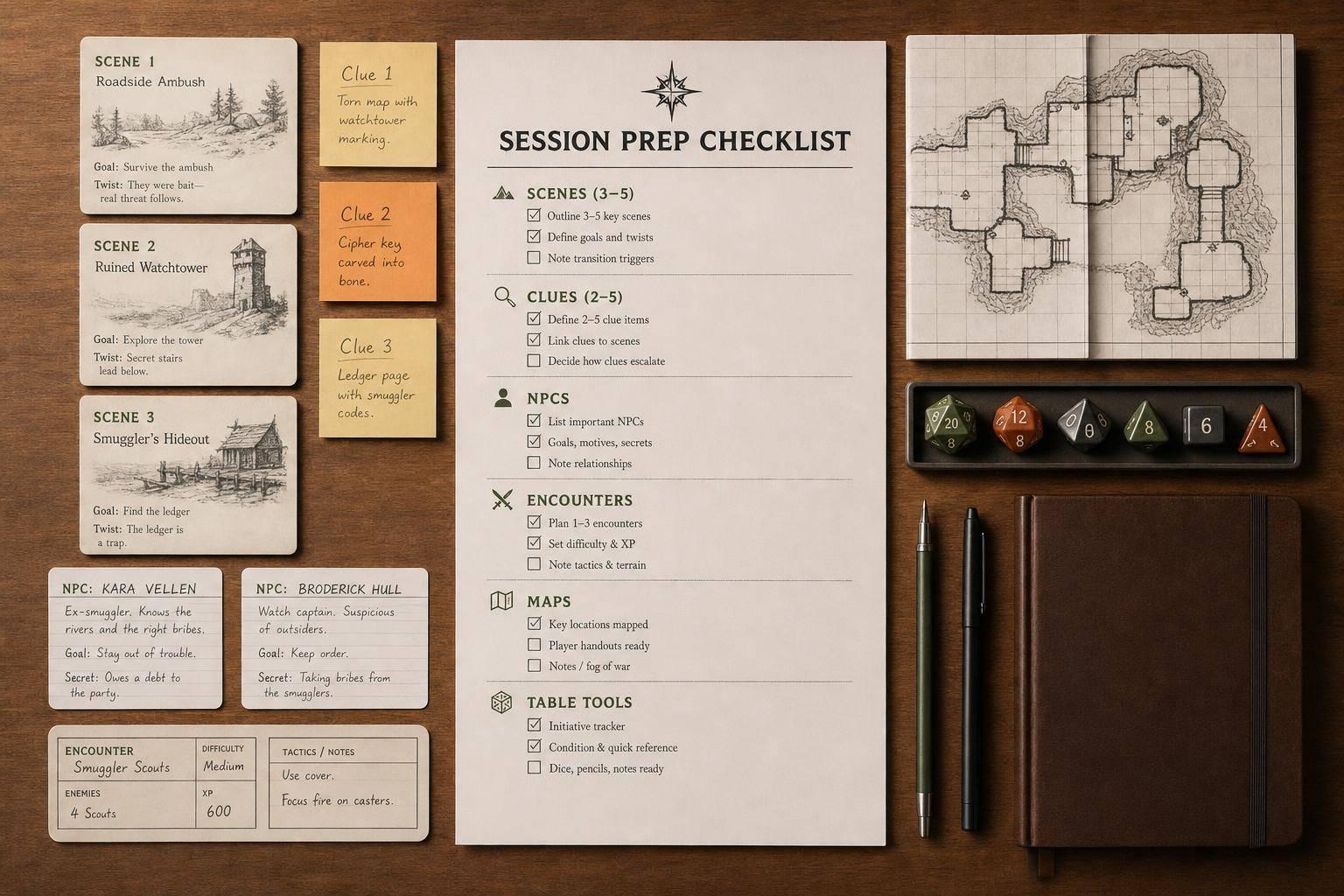 Session Prep Checklist for Dungeon Masters